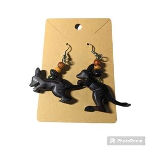 Wooden Kangaroo Earrings. Brown. 1 Pair. Handmade.